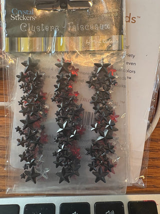 Cluster stickers - stars, black, red (3 pack)