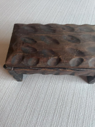Vintage rustic hardwood trinket box jewelry