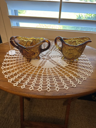 Rare Find Vintage Indiana Glass Sweet Pear cream and sugar set of 2 -RCD