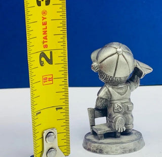 Avon Fine Pewter Bear Schools out 1983 Hard at work miniature Silver collectable #62 VV MTS|90239