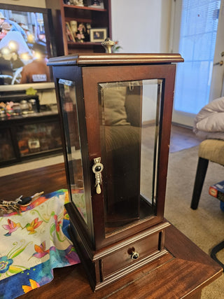 Bombay Rotating Necklace Holder Beveled Glass Jewelry Box RSV