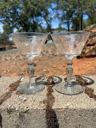 Set of 2 Vintage Libbey ROCK SHARPE Champagne/Tall Sherbet Glasses
