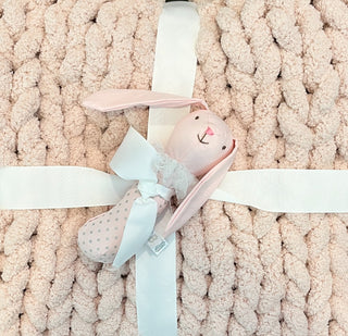 CHUNKY BABY BLANKET + RATTLE PINK RSV|64696