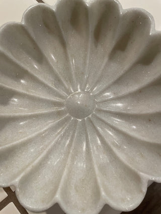 White marble flower bowl  10”  petal bowl RSV