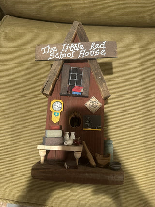 Little Red School House, wooden, colorful, decorative hanging birdhouse #62 VV MTS