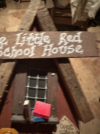 Little Red School House, wooden, colorful, decorative hanging birdhouse #62 VV MTS