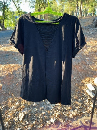 torrid Size 2 black top with slash front detail