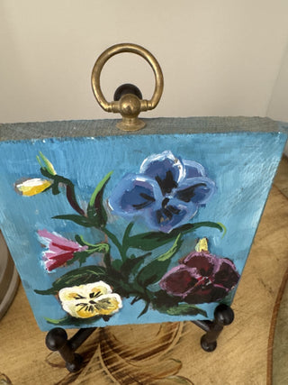 AJ - Hand Painted Pansies on Wood MTS|81138