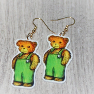 Corduroy bear earrings|70530