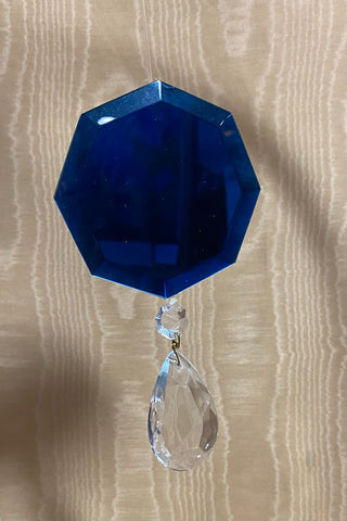 Christmas Mirror3in Blue Octagon Ornament RSV|128495