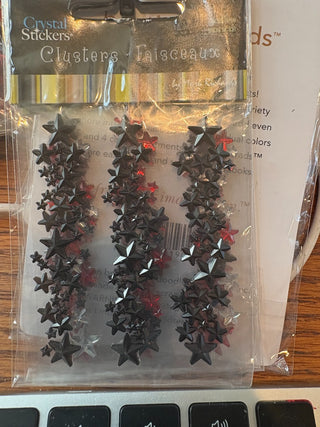 Cluster stickers - stars, black, red (3 pack)|122295