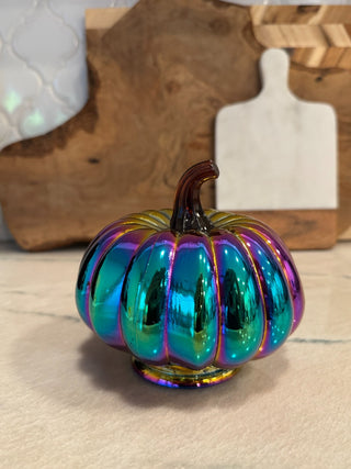 Iridescent pumpkin 6'' glass|113110