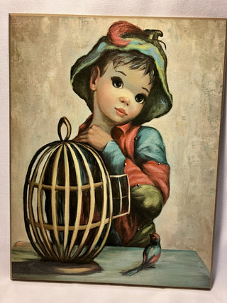 Vtg Maio Mardi Gras jester with a bird in a cage SB MTS|134352