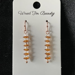 earrings, margarita beads amber RSV