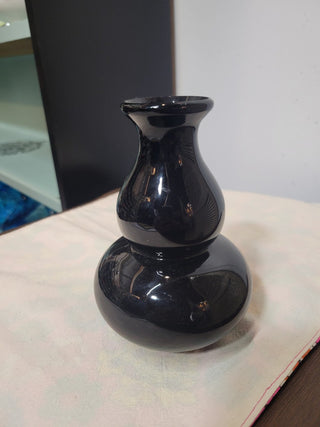 Vintage 6" Black Amethyst Glass Vase|54055