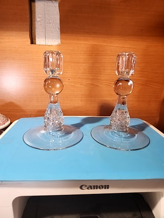 Vintage tiffan, elegant u s glass betsy, ross pinafor queen ann candlesticks