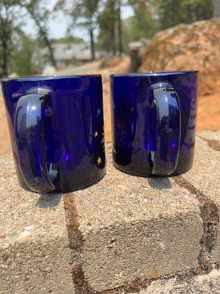 ONE vintage Libbey cobalt blue glass celestial mug