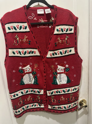 Vintage Bobbie Brooks Christmas Sweater Vest Size XL VV MTS|95534