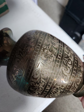 Vtg Etched Brass Vase  MTS|78251