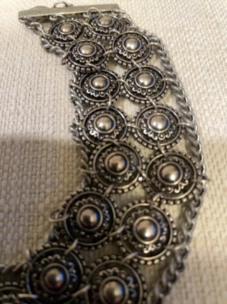 Vintage metal chain Etruscan style bracelet