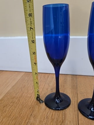 RF 2x Libbey Cobalt Blue Champagne Flutes