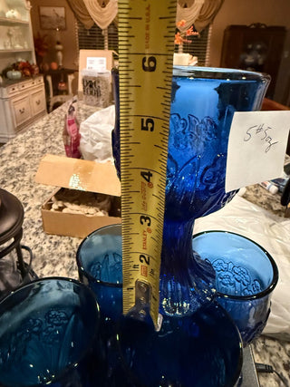 Set of 5 Vintage Imperial Glass Ohio Flower Fair Blue Water Goblet RCD
