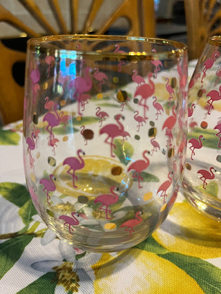 Flamingo Wine Glass w/Gold Trim RSV|96446