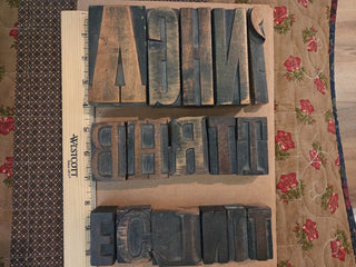 Antique Wooden Letterpress Printing Blocks, 16 pieces, RCD|113045