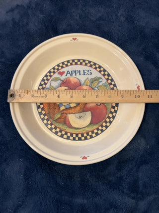 vintage Susan Winget "Harvest Fair" ceramic pie dish Apples