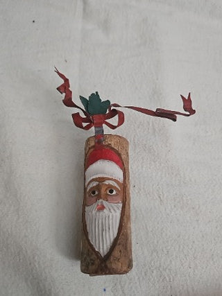 AD. Santa Wood Carved Candle Holder