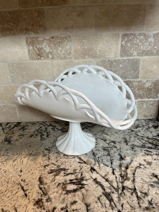 Vintage Milk Glass Banana / Fruit Stand RCD