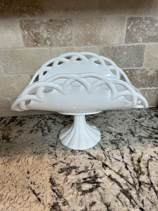Vintage Milk Glass Banana / Fruit Stand RCD