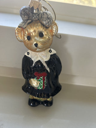 MUFFY VANDERBEAR PETITE PORTRAIT In BLACK WHITE Radko Christmas Glass Ornament-RSV|124593