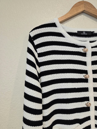 NEW! Lillusory black and white striped cardigan RSV|161213