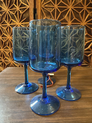 MC Marine Blue Wine Glasses (set of 4)