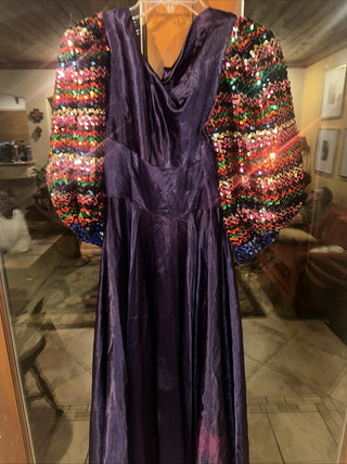 Halloween Costume hand made vintage sequince sleeves dress #63 VV MTS|121487