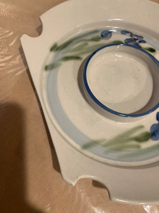 Studio pottery plate w/chopstick rest|150161