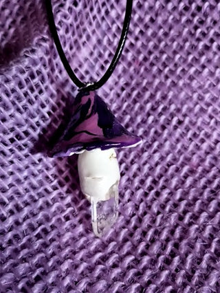 Purple mushroom necklace