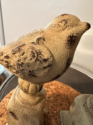 Bird SET (2) Pedestal Textured Resin. MTS