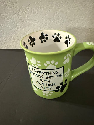 Everything tastes better with dog hair coffee mug RCD