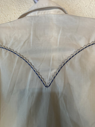 12F vtg 70's KARMAN western pearl snap shirt embroidered long tail slim fit mens MTS|68875