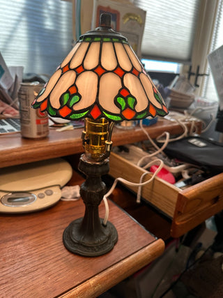 Tiffany style Bronze accent table lamp 14" tall|56789