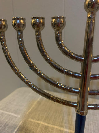 8 1/2 Silver/Blue Menorah|127002