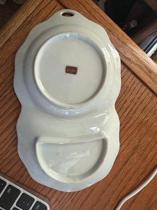 Japanese Kutani Eggshell Porcelain Snack Plate, handpainted 8"x5" RCD