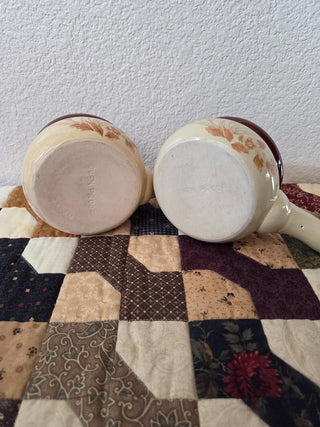 Japan Stoneware Golden Wheat Handled Soup Pots, set of 2, RCD|113438