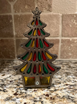 Vintage Stained Glass Christmas Tree Votive   MTS|124730