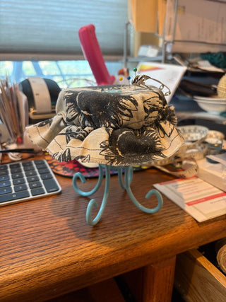 Pin Cushion on decorative teal colored metal stand 5"x5" RCD|108177