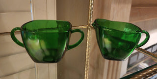 MCM Creamer & Sugar Set Emerald Green Anchor Hocking RSV|66174