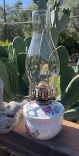 Antique Floral Rose Ceramic Oil Lamp RCD