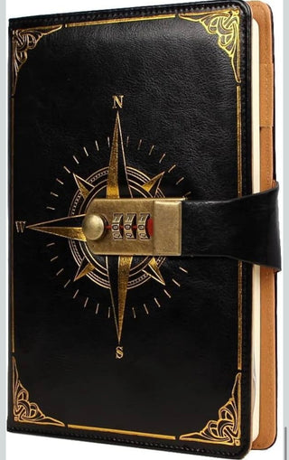 Leather Dark Blue Diary, Journal w Lock, 220 Pages -RSV|121290